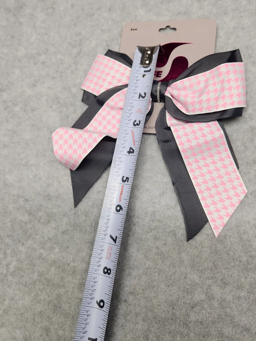 3 Pack- Soffe Pink Houndstooth & Black Layered Girls Hair Bow
